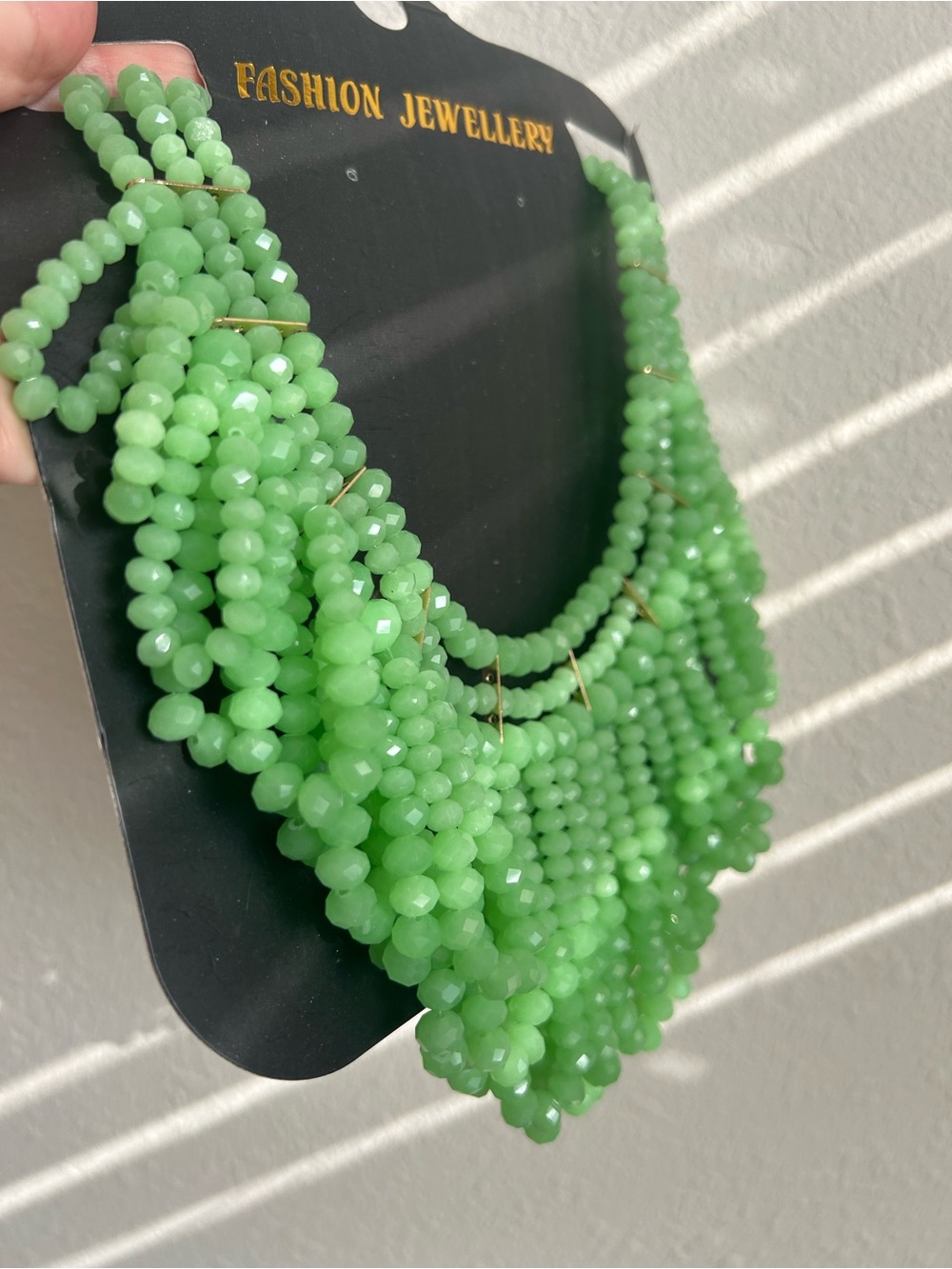 Zara Bright Green Multi-Strand Beaded Bib Necklace - Picture 4 of 6